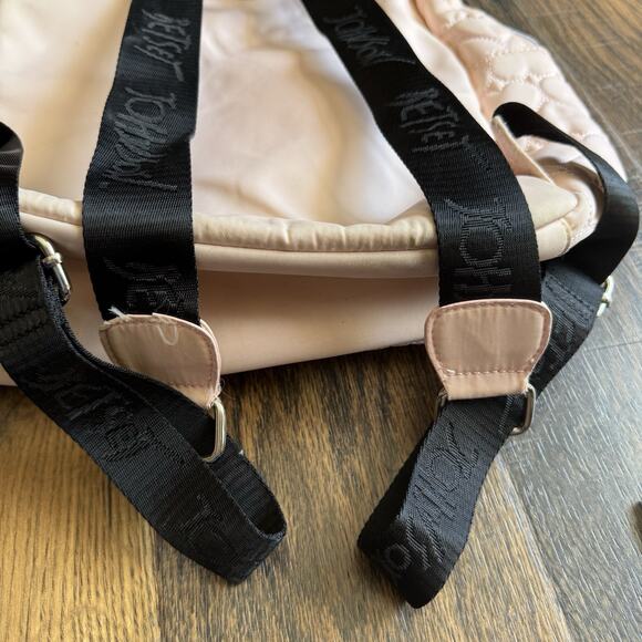 Betsey Johnson Heart Quilted Pink Backpack Floral Lining Medium Size Bag - Picture 4 of 9